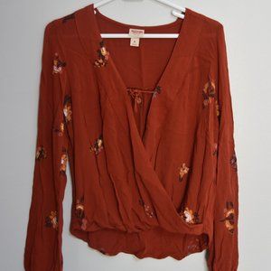 Mossimo Orange Floral Top Size Medium